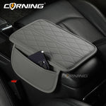 Universal Car Armrest Pad - PU Leather Memory Sponge Armrest Cushion Vehicle Center Console Cover Protector With Side Pocket