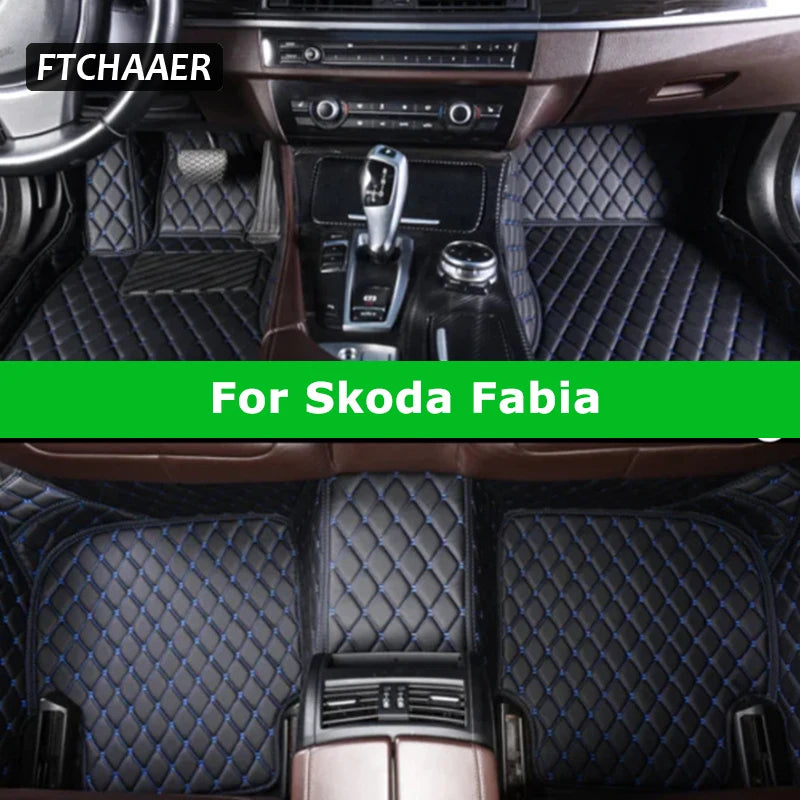 FTCHAAER Custom Car Floor Mats For Skoda Fabia Auto Carpets Foot Coche Accessorie