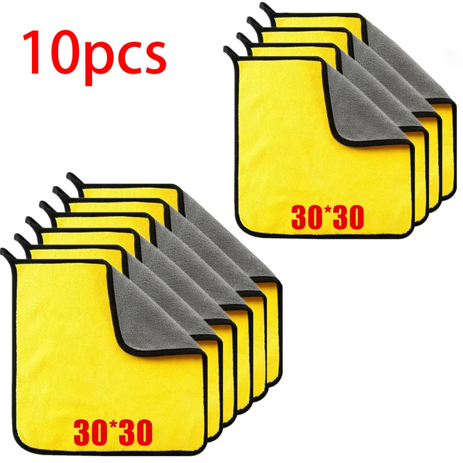 1/2/6/10pcs Microfiber Cleaning Towel Thicken Soft Drying Cloth Car Body Washing To additional angle