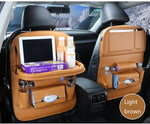 PU Leather Car Seat Back Organizer with Foldable Table