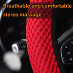 3 Car Massage Mesh Cloth Steering Wheel Cover Handbrake & Handle Cover Set Breathable close-up view