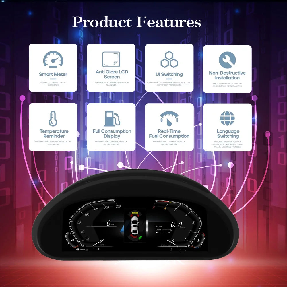 10.25" Digital Cluster for BMW 3 Series E46 M3 1998-2006 | LCD Dashboard Instrument Spee detail view