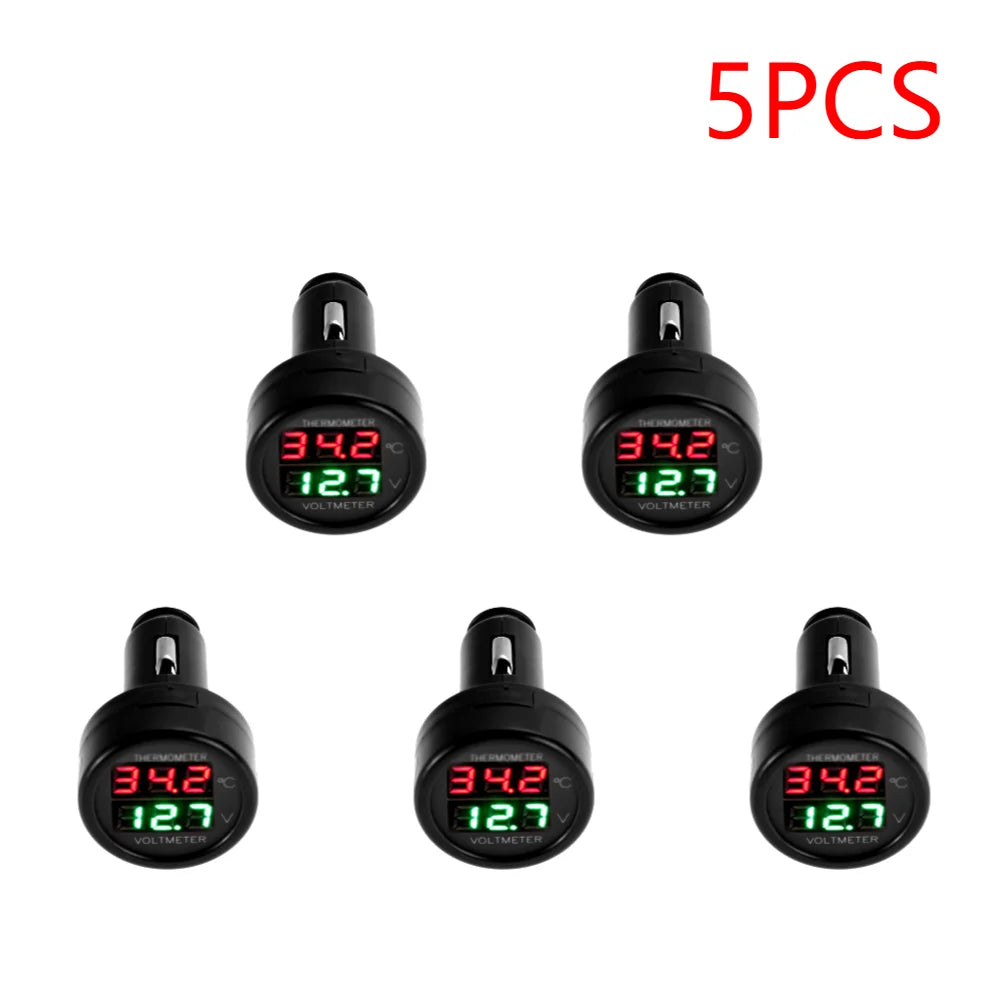 2 IN 1 Car Voltmeter Thermometer | 12V 24V Cigarette Lighter Battery Monitor detail view
