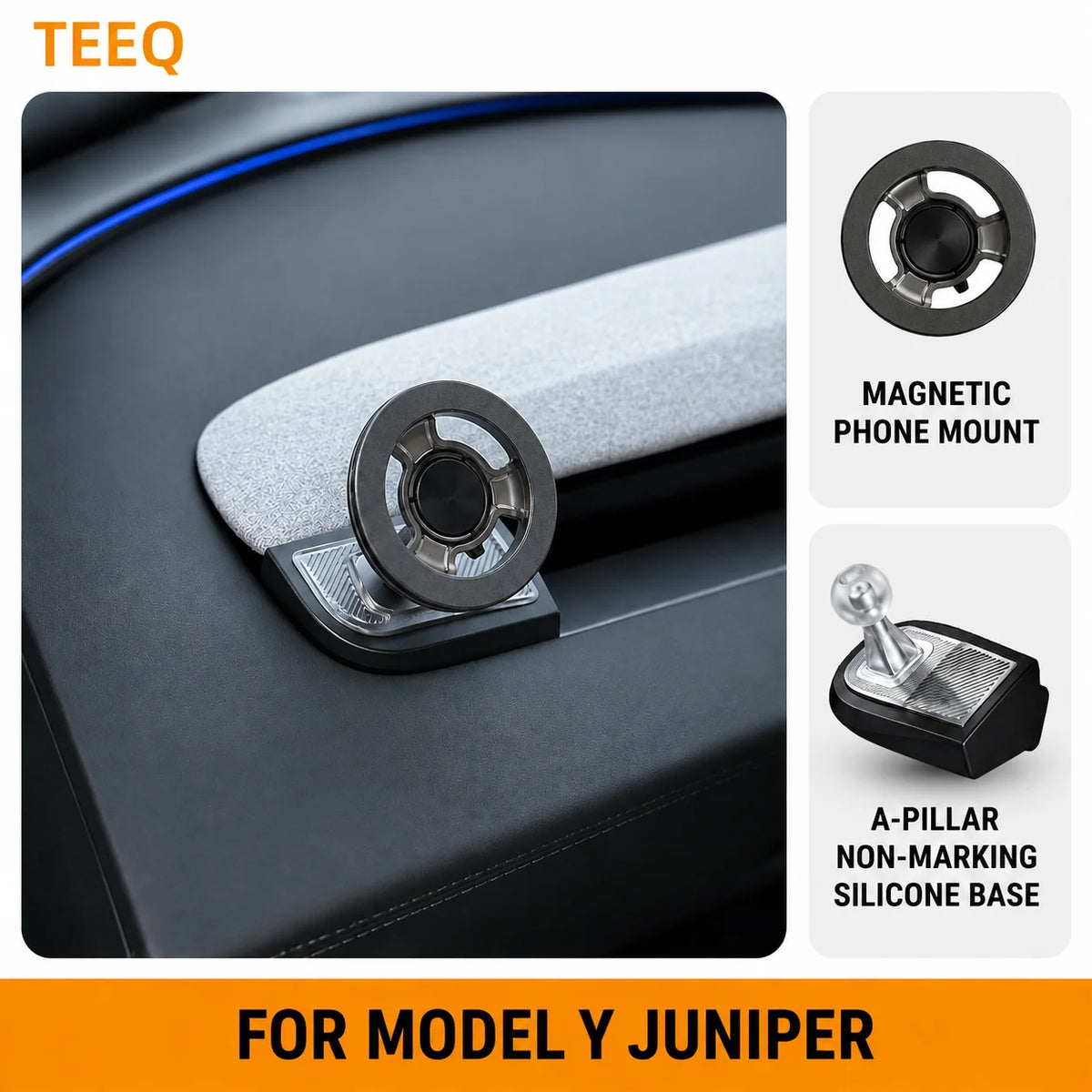 Magnetic Car Phone Mount for Tesla Model 3 Highland Model Y Juniper Model YL A-Pillar alternate view