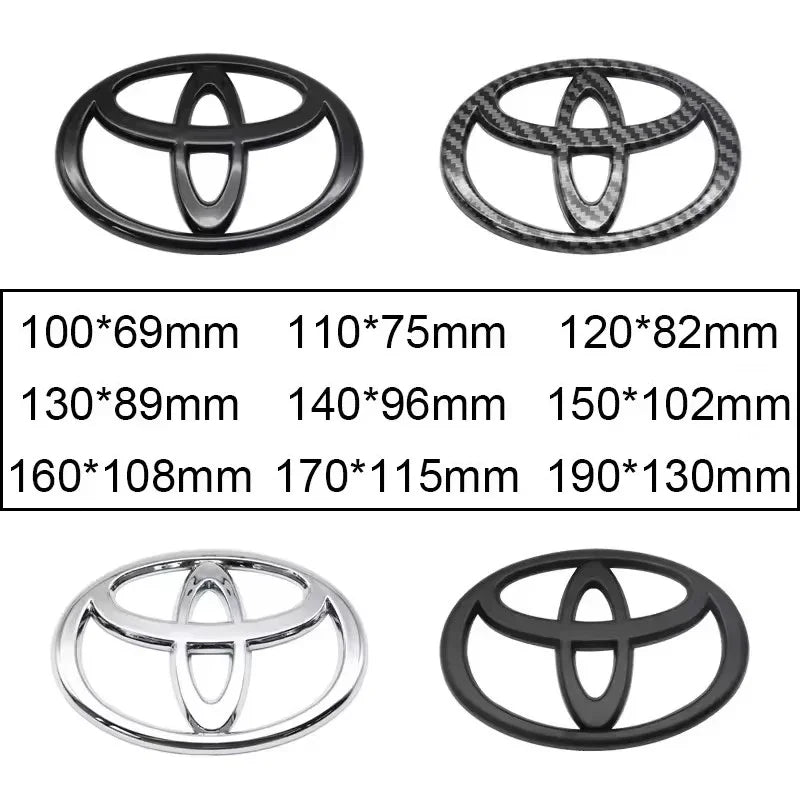 3D Car Emblem Badge for Toyota Corolla Camry RAV4 Hilux Yaris | Gloss Black Matte Black detail view