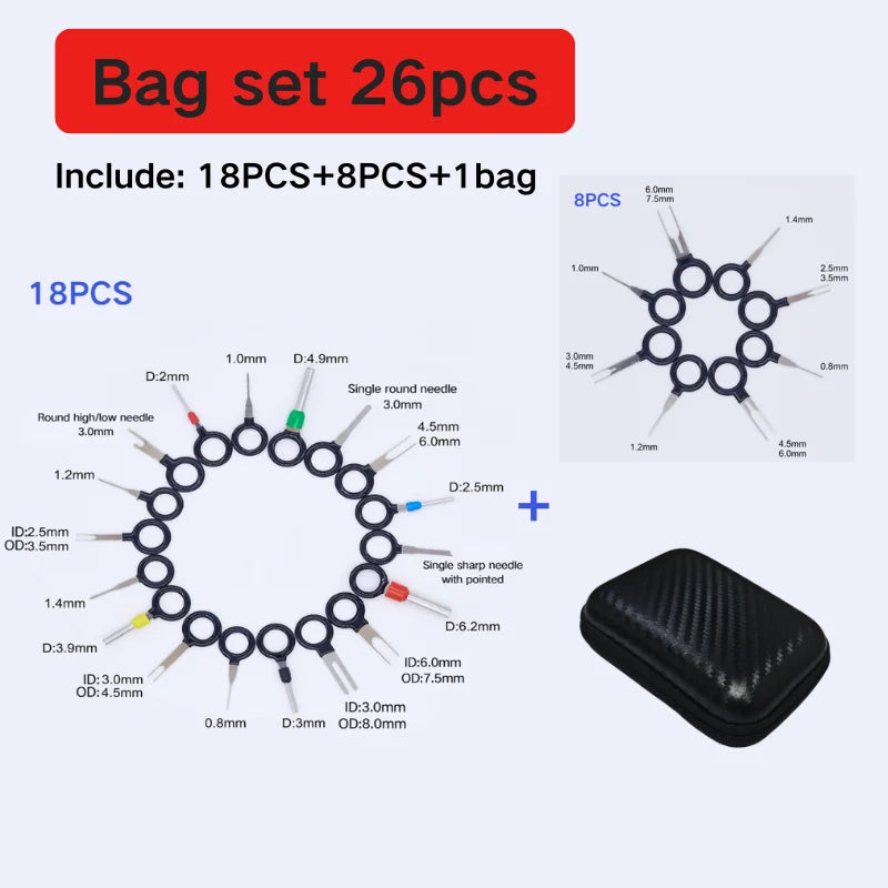 26/41pcs Car Terminal Removal Kit Box Wire Plug Connector Extractor Puller Release additional angle