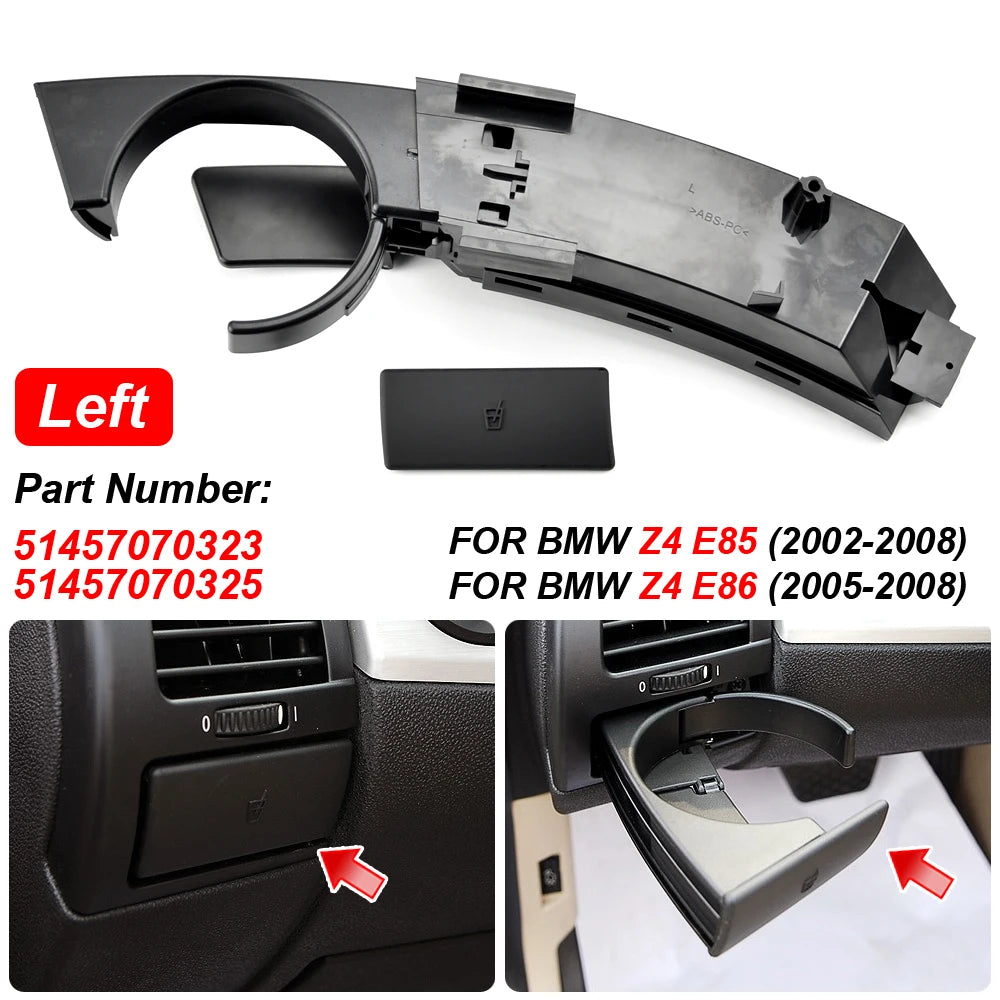 2PCS Front Dashboard Air Vent Side Cup Holder Drink Bracket for BMW Z4 E85 E86 2002-20 close-up view