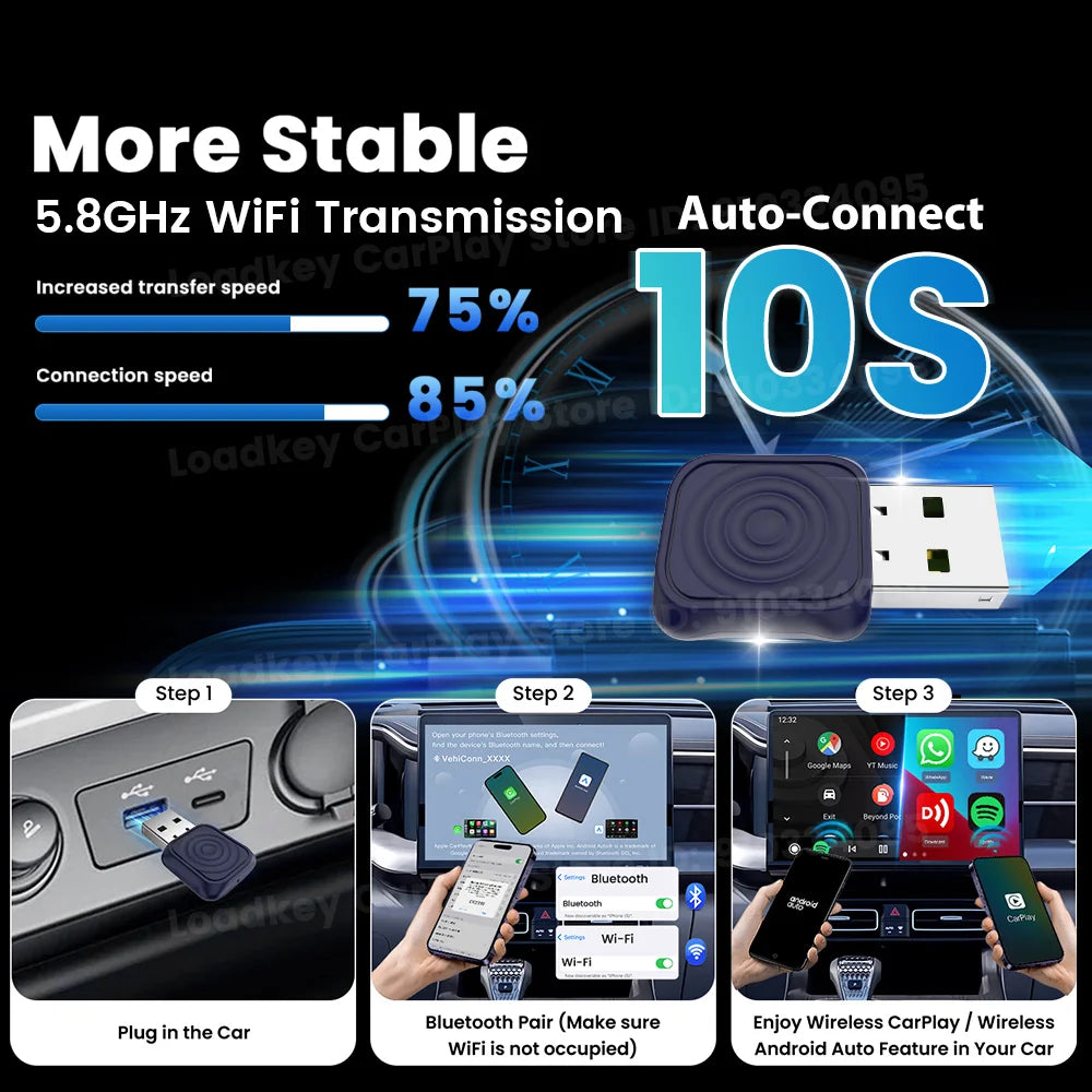 2025 Carlinkit 2 In 1 Android Auto Wireless Carplay Adapter Smart Mini Ultra Bt Wifi lifestyle view