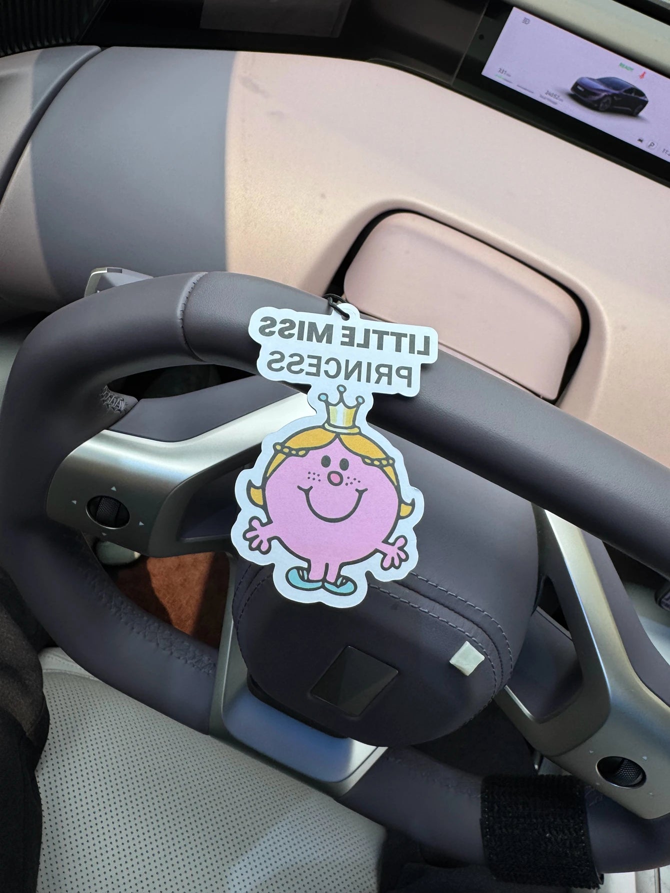 Little Miss Princess Pink Cartoon Crown Hanging Car Air Freshener, Plant-Based Natural Extract Scent Aroma Card, Multi-Use Scent