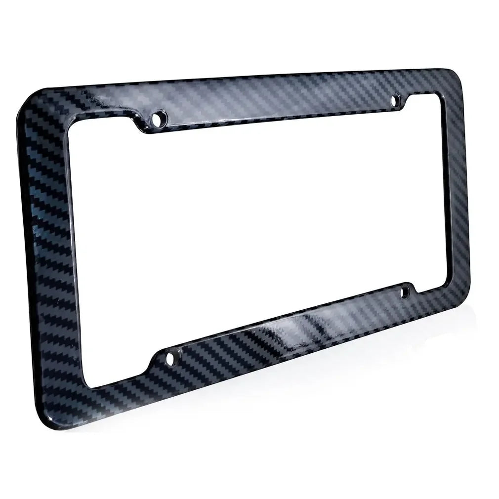 NEW Universal 30*15CM 1/2pcs License Plate Frame Carbon Pattern Plastic License Plate close-up view