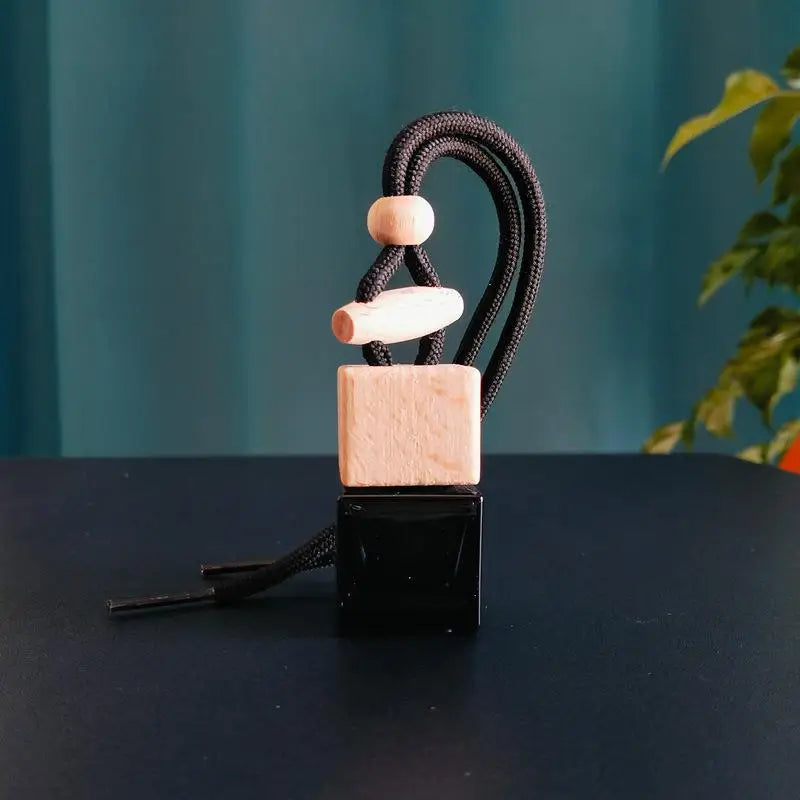 Square Glass Car Perfume Bottle Pendant | Empty Essential Oil Diffuser detail view
