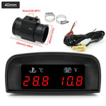 2 In 1 Car Water Temperature and Voltage Gauge | Digital LCD Display with 1/8 NPT Sens close-up view