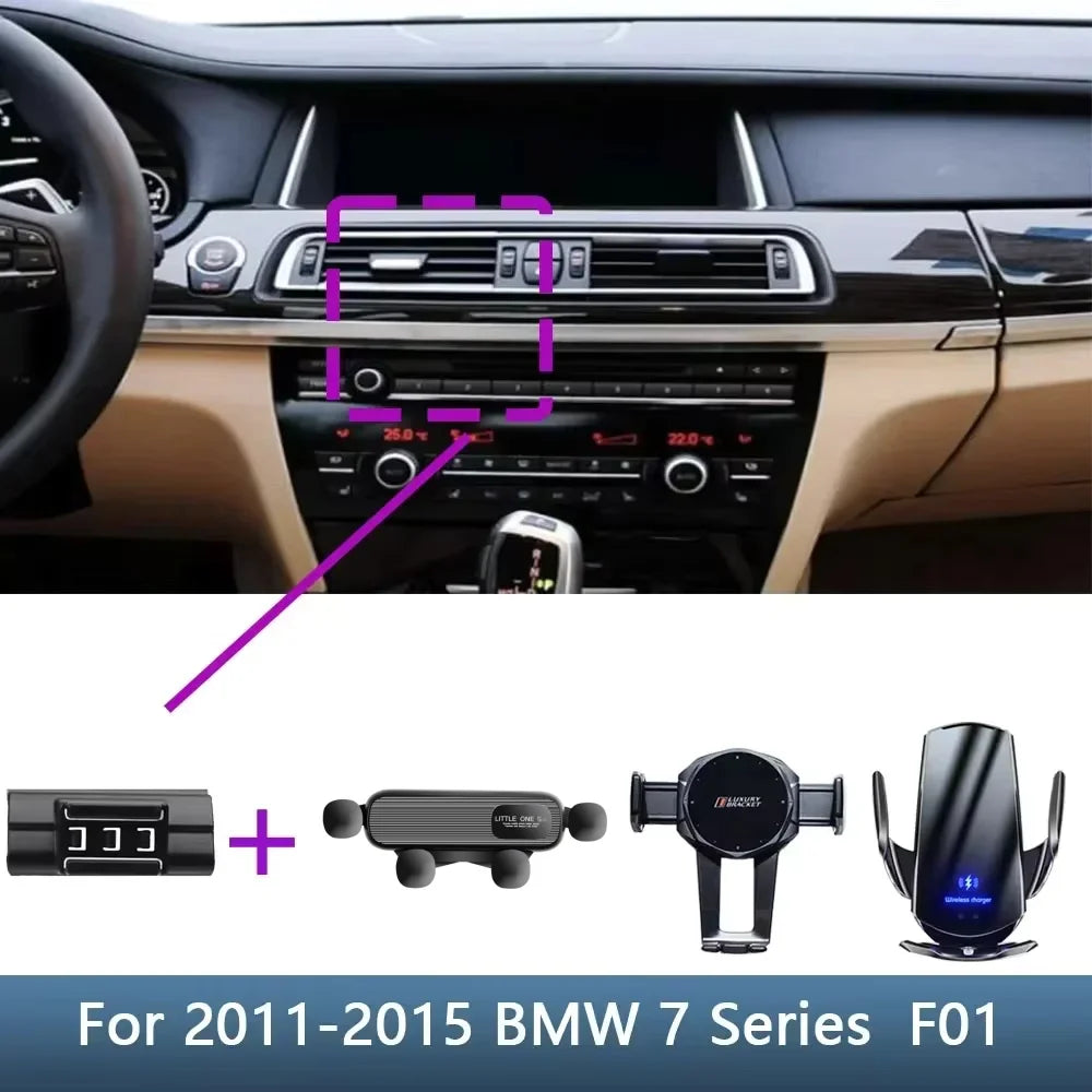 Car Phone Holder For BMW 7 Series F01 2009 2010 2011 2012-2015 Special Fixed Bracket Base Wireless Charging Interior Accessories