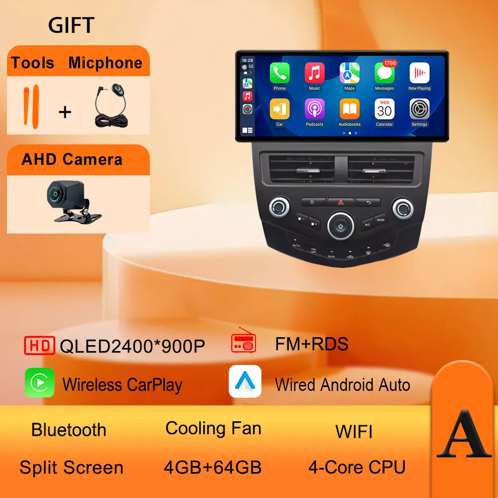 12.3 Inch Ultra-Thin Screen CarPlay Android Car Radio for Honda Accord 7 2004-2007 additional angle