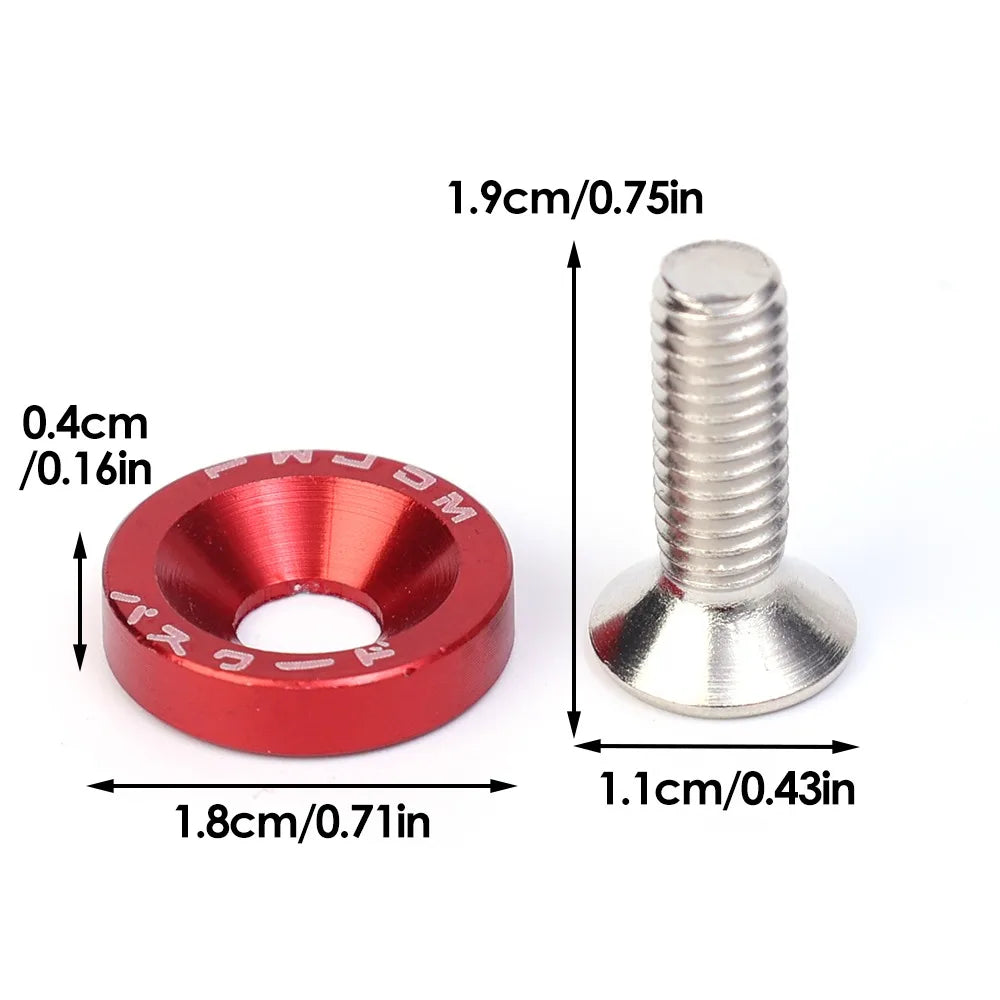JDM Style Car Fender Washer License Plate Bolt M6 Screw Aluminum Gasket Engine Bay additional angle