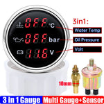 3 In 1 Digital 52mm Gauge with Alarm | Water Temperature, Oil Pressure, and Voltage additional angle