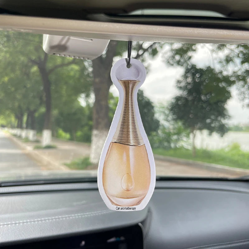 Gilt Perfume Bottle Glass Car Incense | Long-Lasting Jasmine Car Air Freshener Pendan lifestyle view