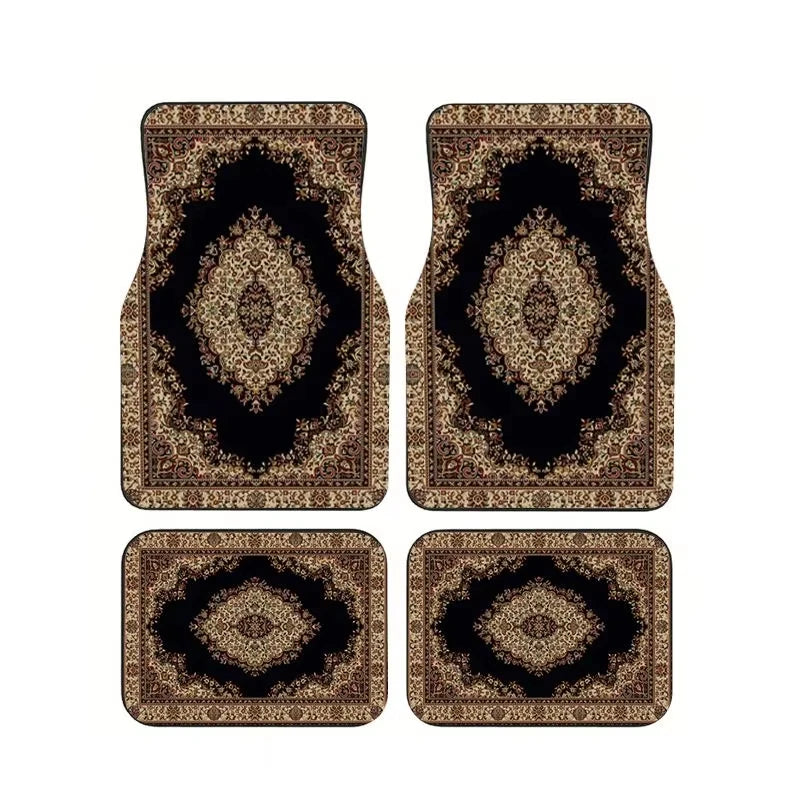 Red Bohemian Paisley Print Car Floor Mats 4Pcs Universal Anti-Slip Auto Carpet Interi alternate view