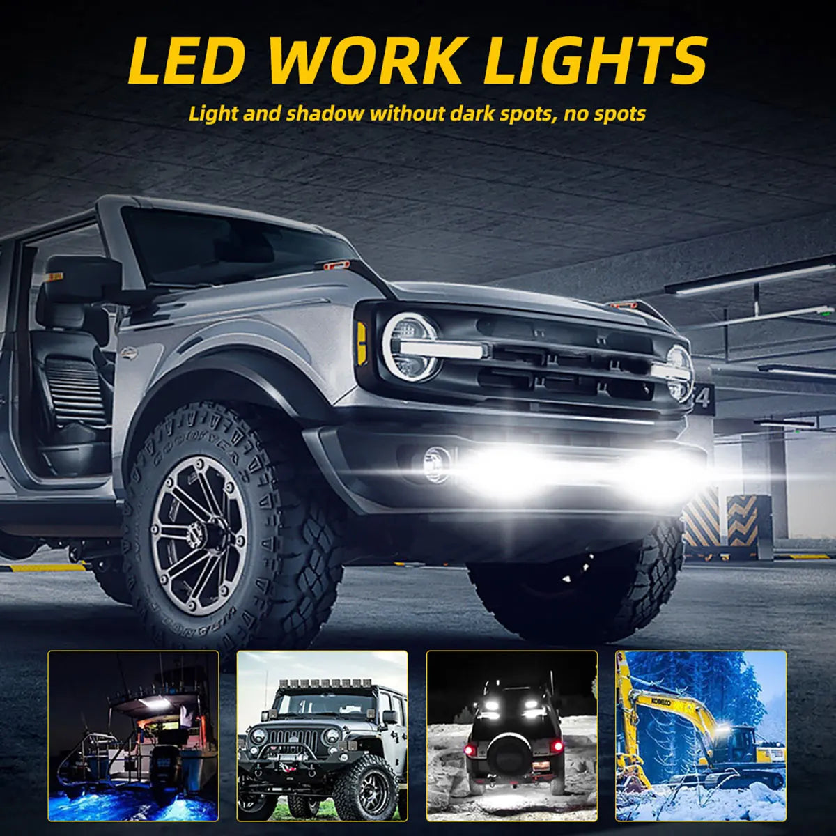 7 Inch Aluminum Work Light with DRL and Turn Signal | 96W Dual Color for RV and Off additional angle