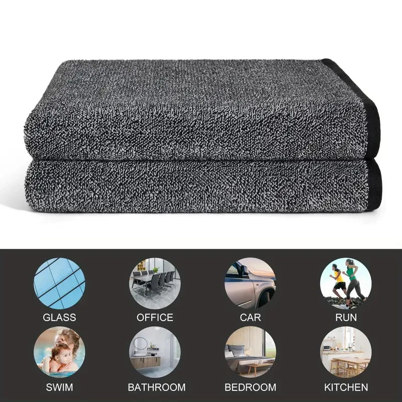 2pc Absorbent Microfiber Cleaning Cloth | Soft, Durable & Quick-Dry Towel for Cars, Ho close-up view