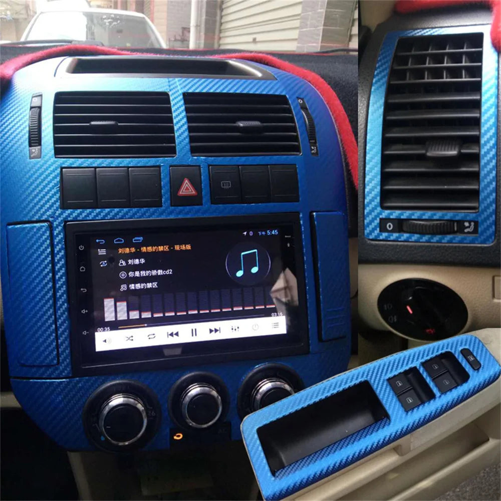 For Volkswagen Polo 2002-2010 Interior Central Control Panel Door Handle 5D Carbon Fiber detail view