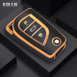 TPU Car Flip Key Case Cover Shell Fob For Toyota Camry Rav4 Auris Corolla Verso Yaris close-up view
