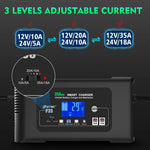 HTRC Large Power 35A 12V 24V Car Battery Charger for Auto Moto Truck Motorcycle AGM Lead Acid PB GEL LCD Display Smart Charging