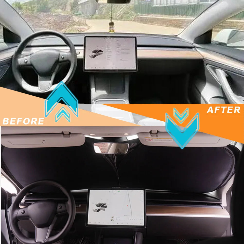 For Tesla Model 3 Y X S Car Windshield Sun Shade | UV Ray Protection Parasol additional angle
