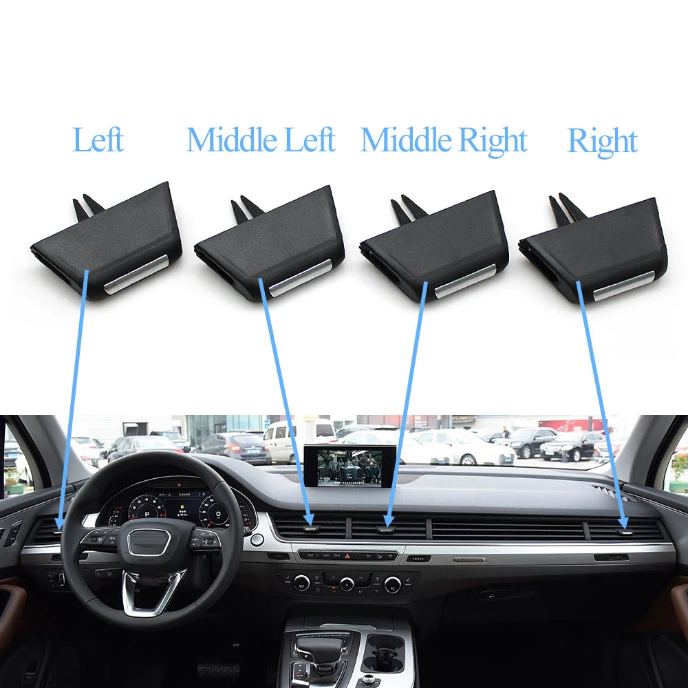 For Audi Q7 Car Dashboard Front Left Right Middle Air Conditioner AC Vent Grille Outlet Slider Tab Clip Repair Kit 2016-2019