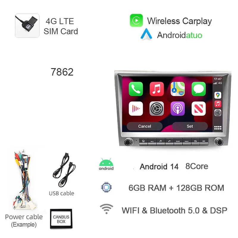 9 Inch Android 14 Car Radio GPS Navigation | For Porsche Cayman 911 987 Boxster 997 2 lifestyle view