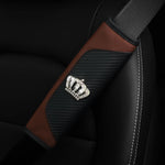 Diamond-Encrusted PU Carbon Fiber Leather Crown Car Shoulder Guard Safety Belt Decora alternate view