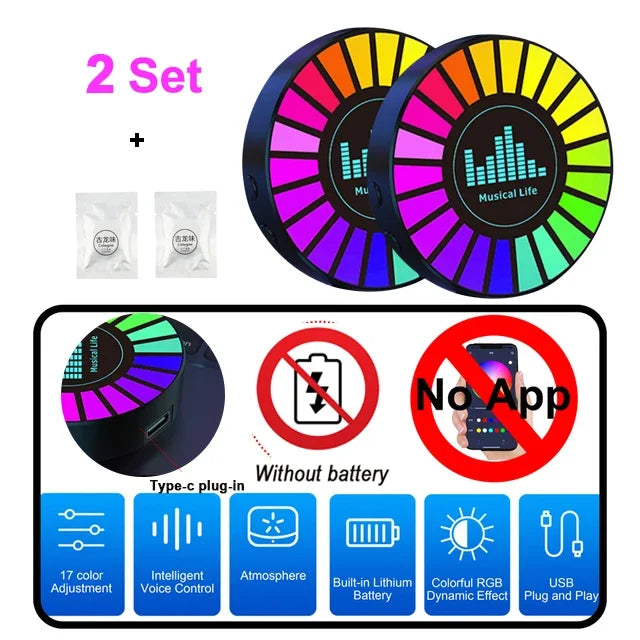Car Air Freshener with LED Aroma Decorate Atmosphere Fragrance Accessorie RGB Strip So close-up view