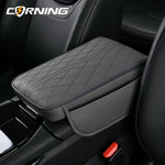 Universal Car Armrest Pad - PU Leather Memory Sponge Armrest Cushion Vehicle Center Console Cover Protector With Side Pocket
