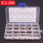 100/72pcs Car Fast-blow Glass Fuses Car Glass Tube Fuses 0.2-20A 0.5-30A Assorted Kit fo detail view