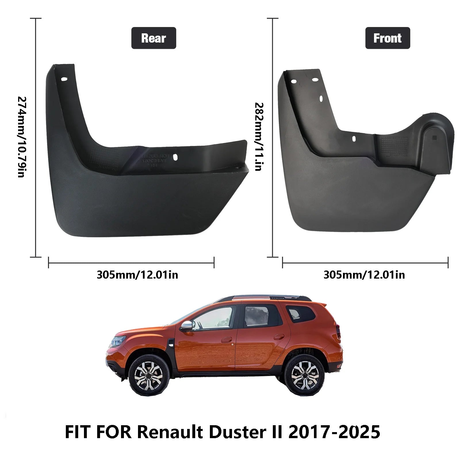 Renault / Dacia Duster II Mud Flaps (2017–2023) | 4-Piece Front & Rear Splash Guards