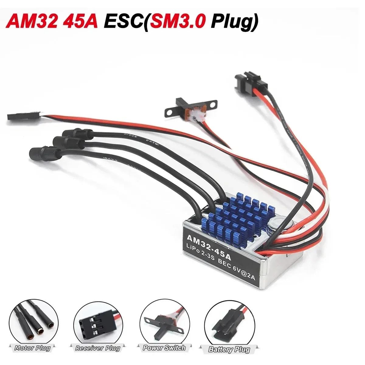 MN86 MN128 Upgrade Power Parts 2830 2400KV Outrunner Brushless Motor AM32 45A ESC SM3.0 Original/T Plug for 1/12 RC Car Crawler