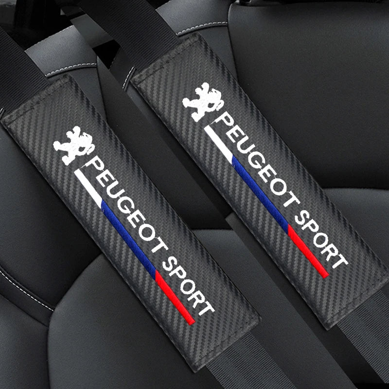 2pcs Carbon fiber Car Seat belt Cover Protective Pad for Peugeot 307 206 207 308 20 additional angle