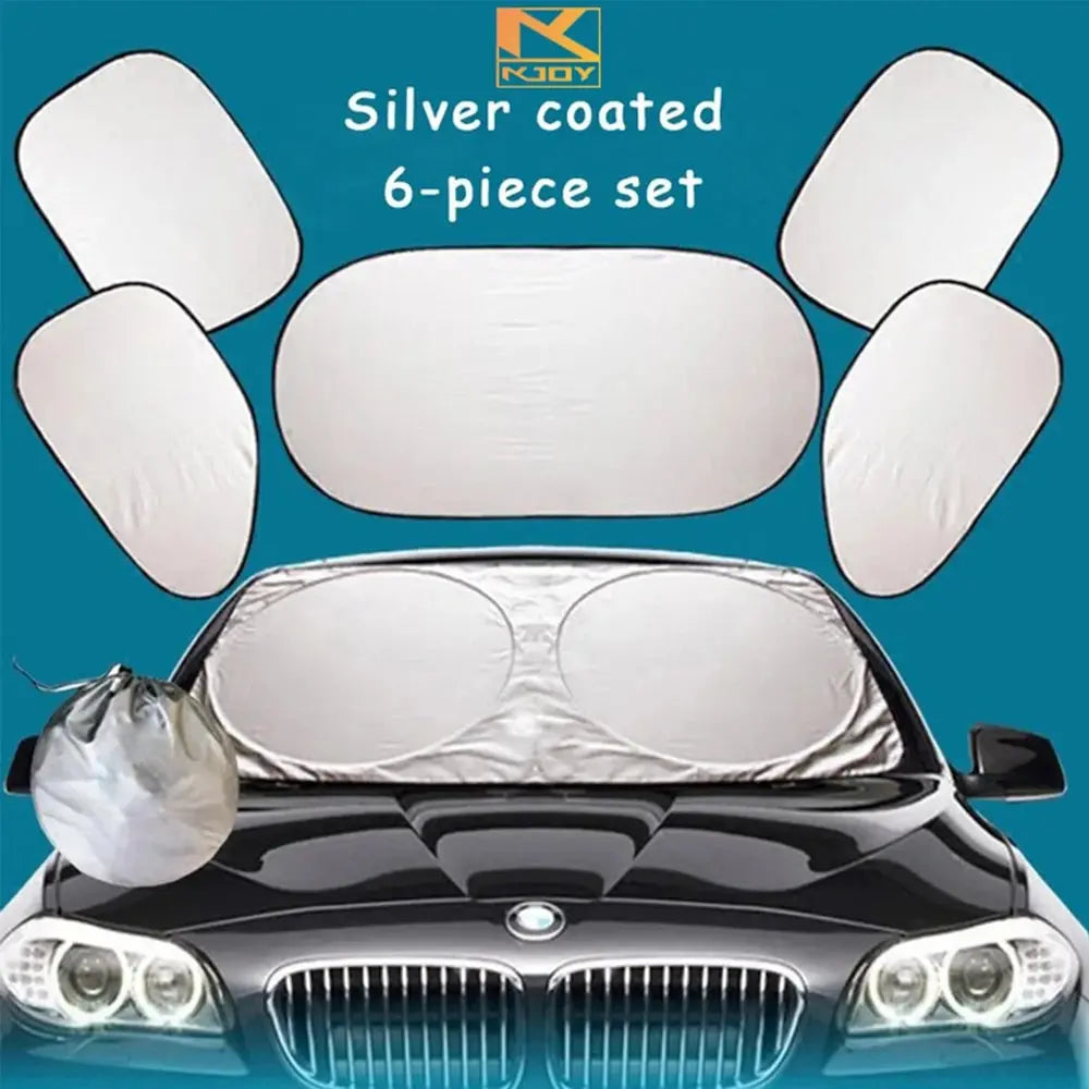 6 Pieces/Set Car Sunshade Windshield Covers | Anti Snow Ice UV Protection Reflective Sun Block