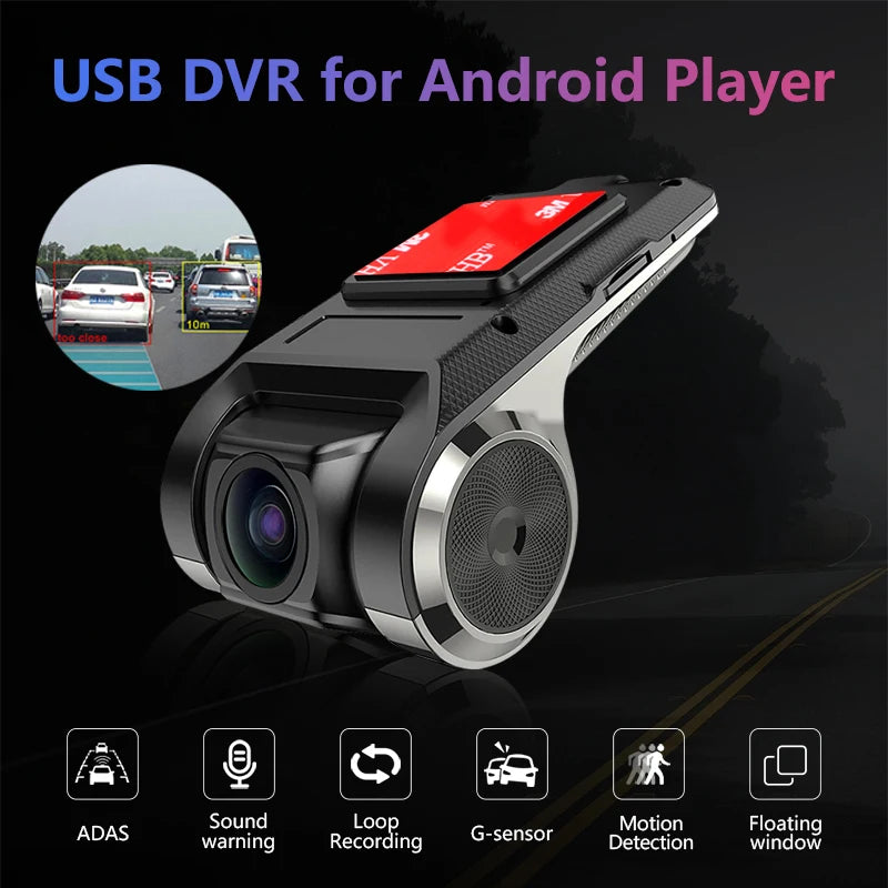 Car DVR Dash Cam Full HD 1080P | ADAS LDWS for Android Car Radio close-up view