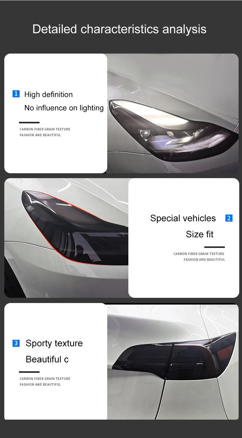 For Tesla Model 3 Y 2017-2023 TPU Blackened Headlight Taillight Foglight Protective F lifestyle view
