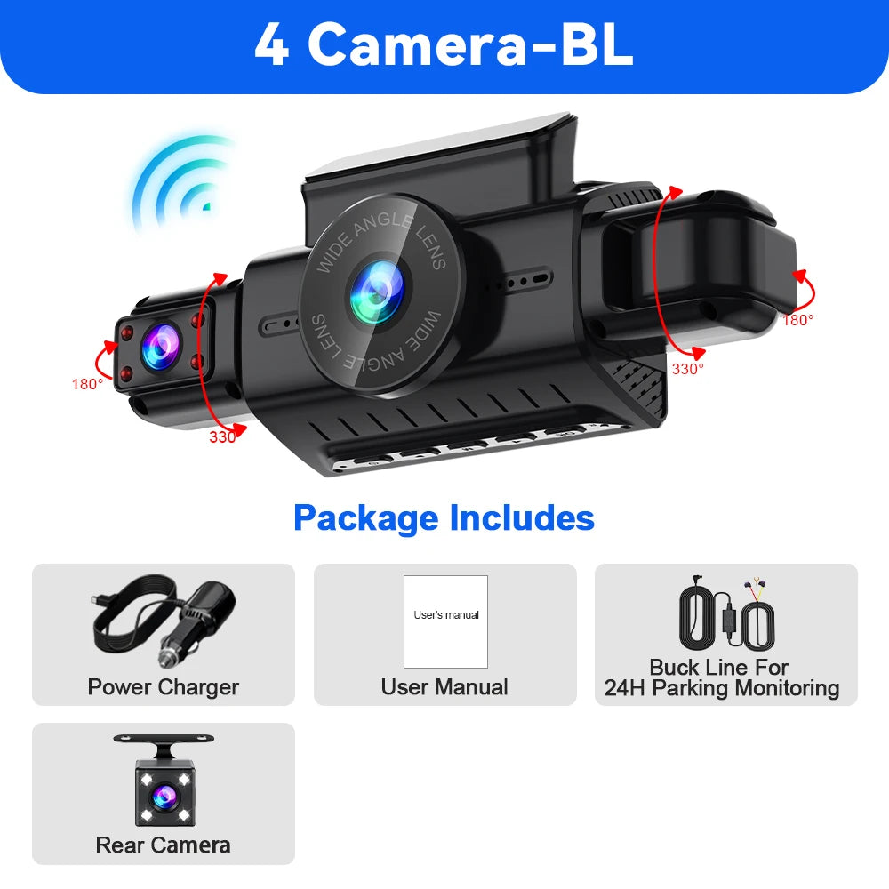 4CH WiFi Dash Cam Front FHD 1080P | 360° Car DVR with Parking Mode lifestyle view