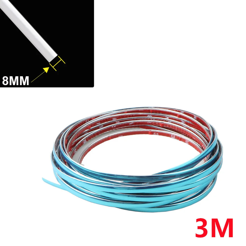 Exterior Car Chrome Body Strip Bumper Auto Door Protector Moulding Styling Trim car La close-up view