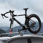 MUQZI Thru Axle Fork Mount Bike Rack | Quick Release Bicycle Carrier for Car Roof Tru lifestyle view