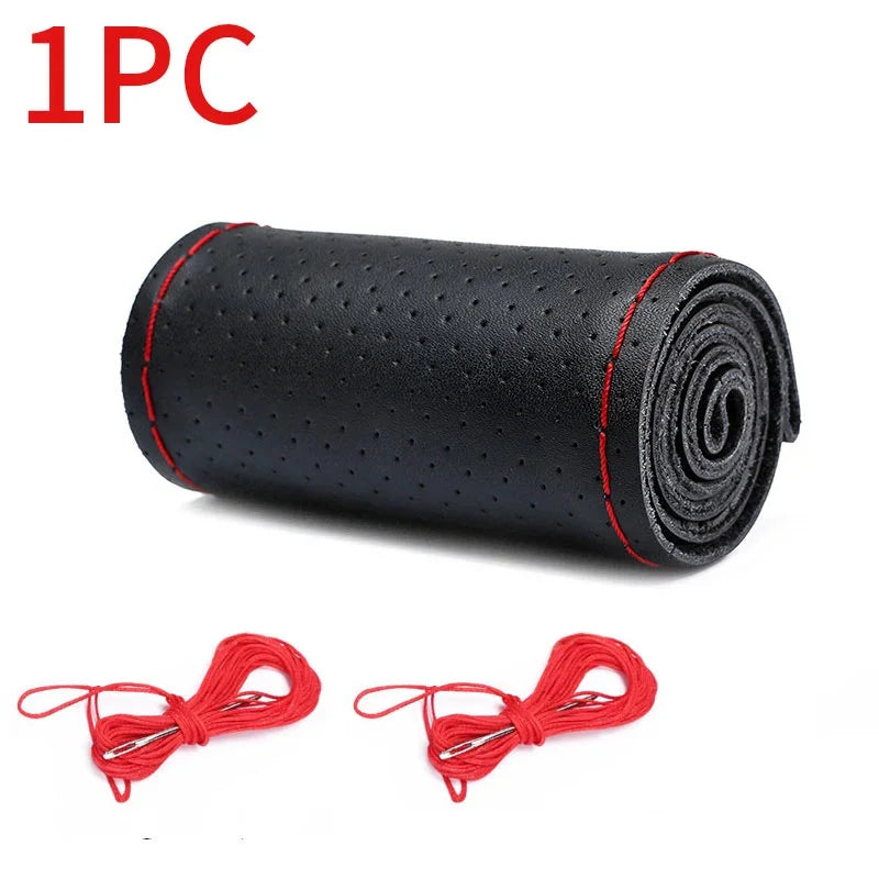 Genuine Leather Steering Wheel Cover For Car Braiding Steering Wheel Protector Covers alternate view
