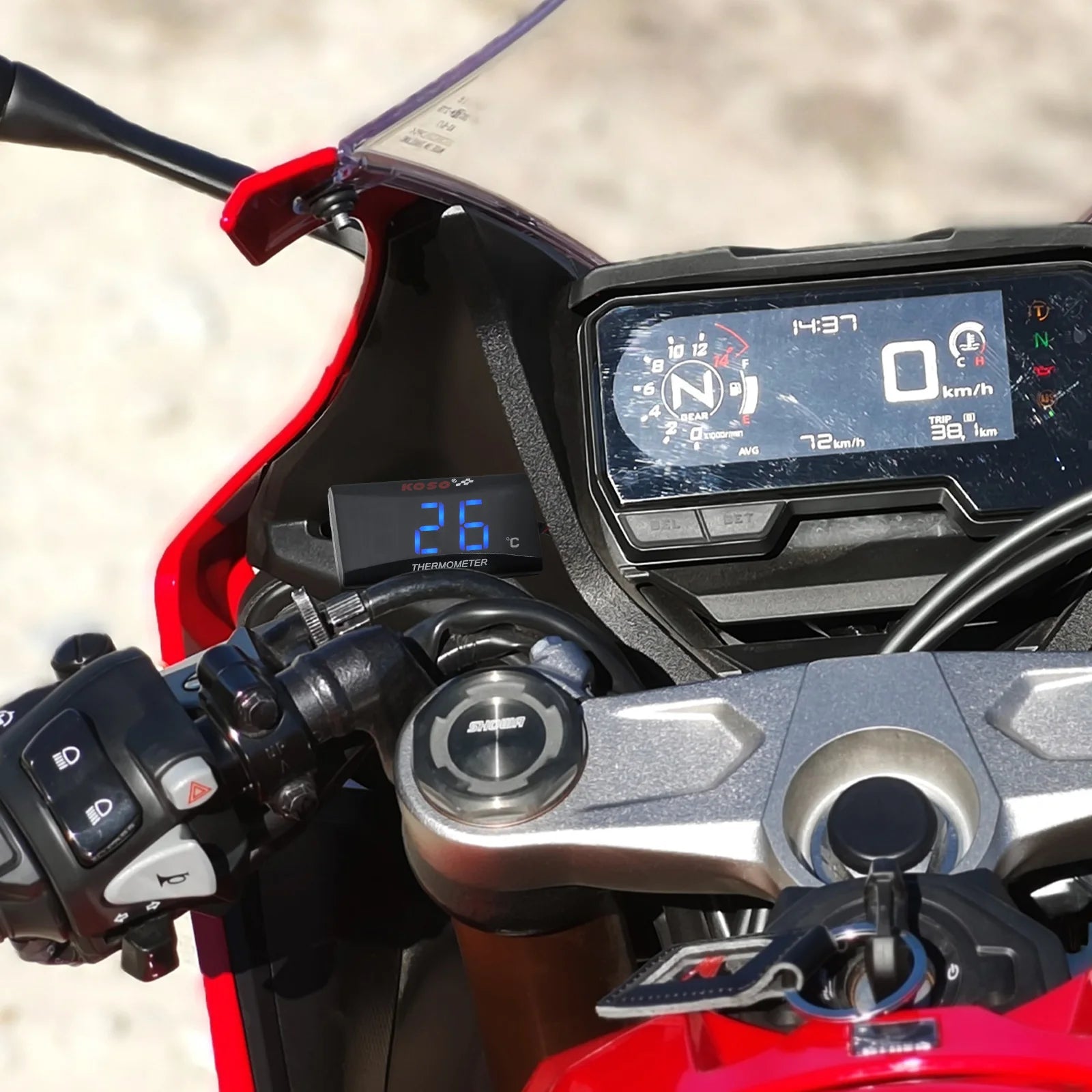 Mini Motorcycle Water Temperature Gauge | Universal 12V Thermometer for XMAX CB400 additional angle