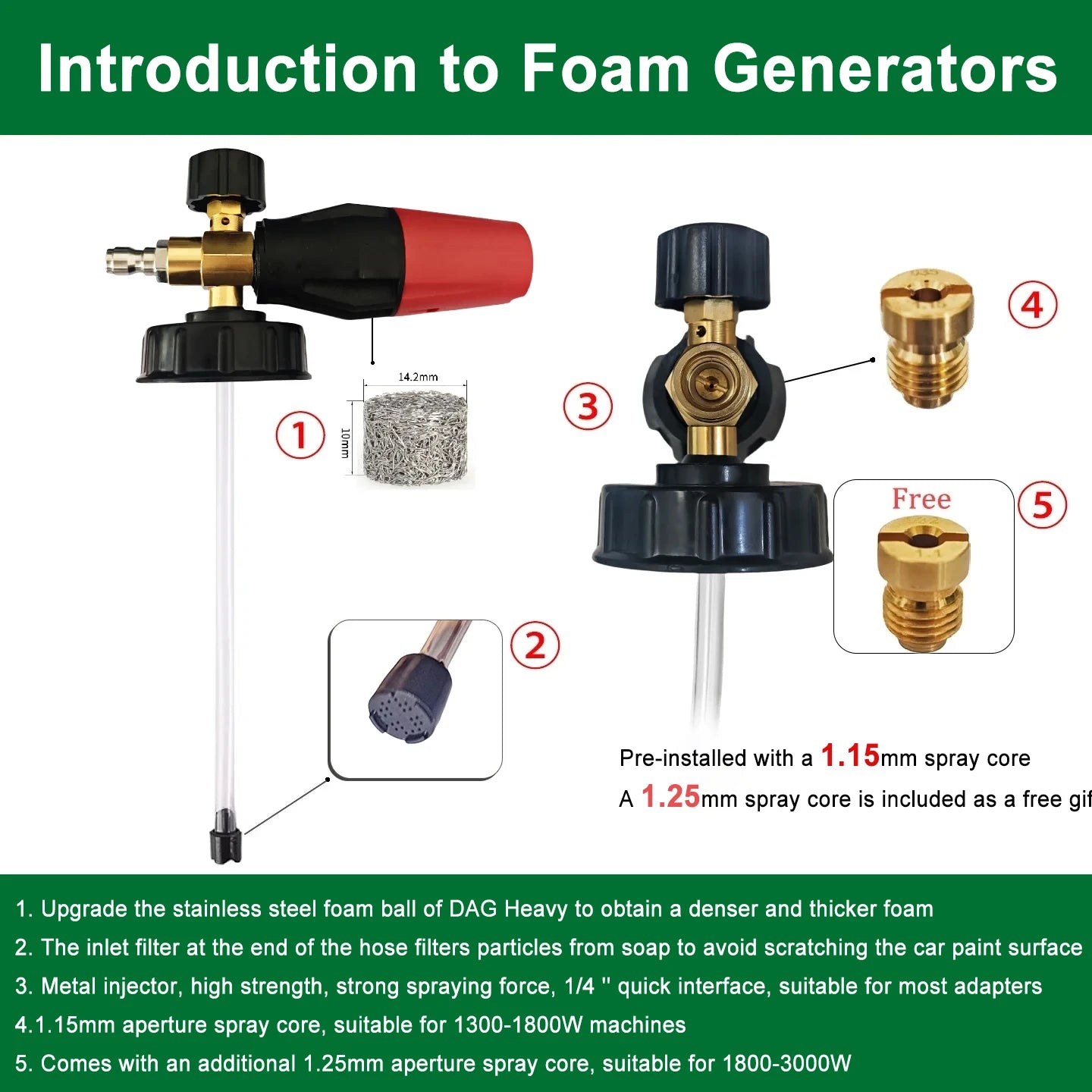 Karcher Compatible Snow Foam Lance Kit | High Pressure Water Gun with Quick Connector close-up view