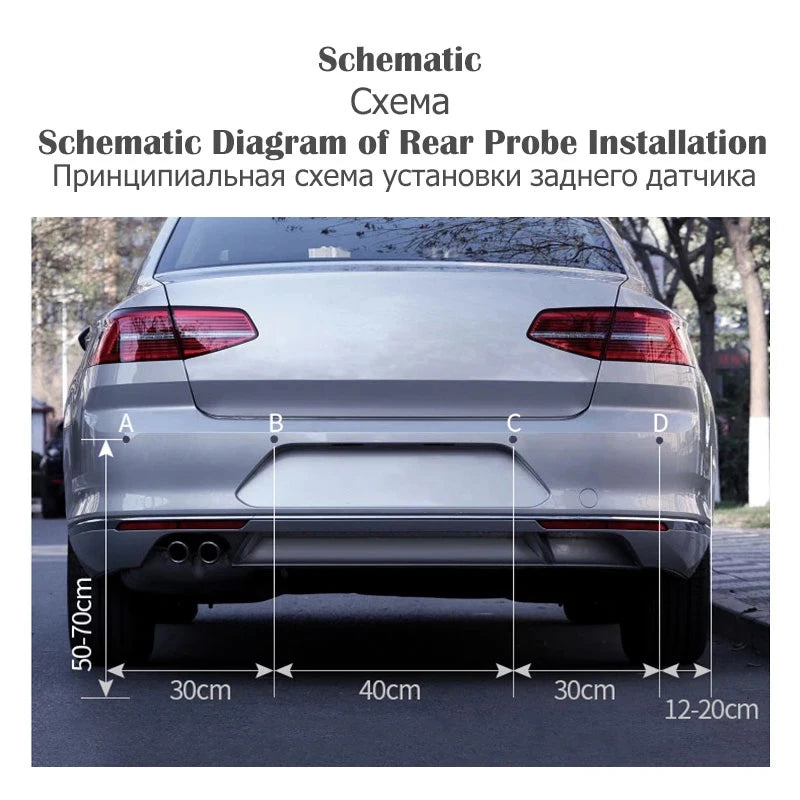 Car LED Parking Sensor Kit with 4 Radar Accurate Digital Display of Obstacle Distan additional angle