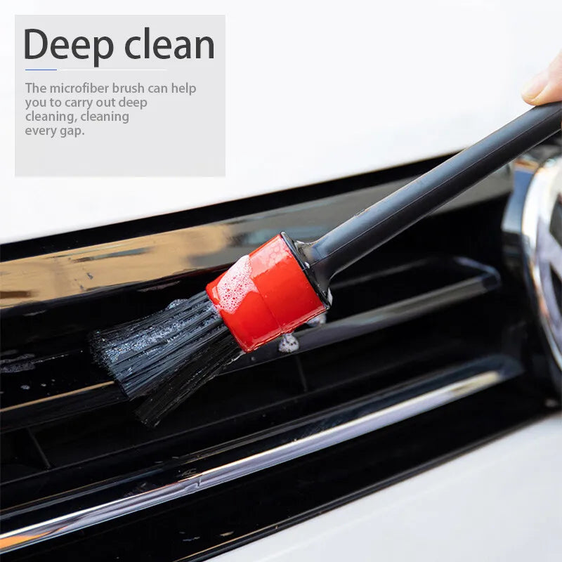 Car Detailing Brush Set 5pcs Red close-up view