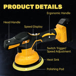 Cordless Car Buffer Polisher 5000RPM Random Orbital Polisher 8 Variable Speed Car Deta close-up view