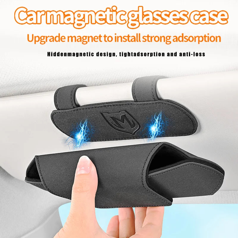 Magnetic Suction Car Glasses Case Car Sun Visor Storage Holder Car Interior High-end Sunglasses Box Auto Interior Accessories